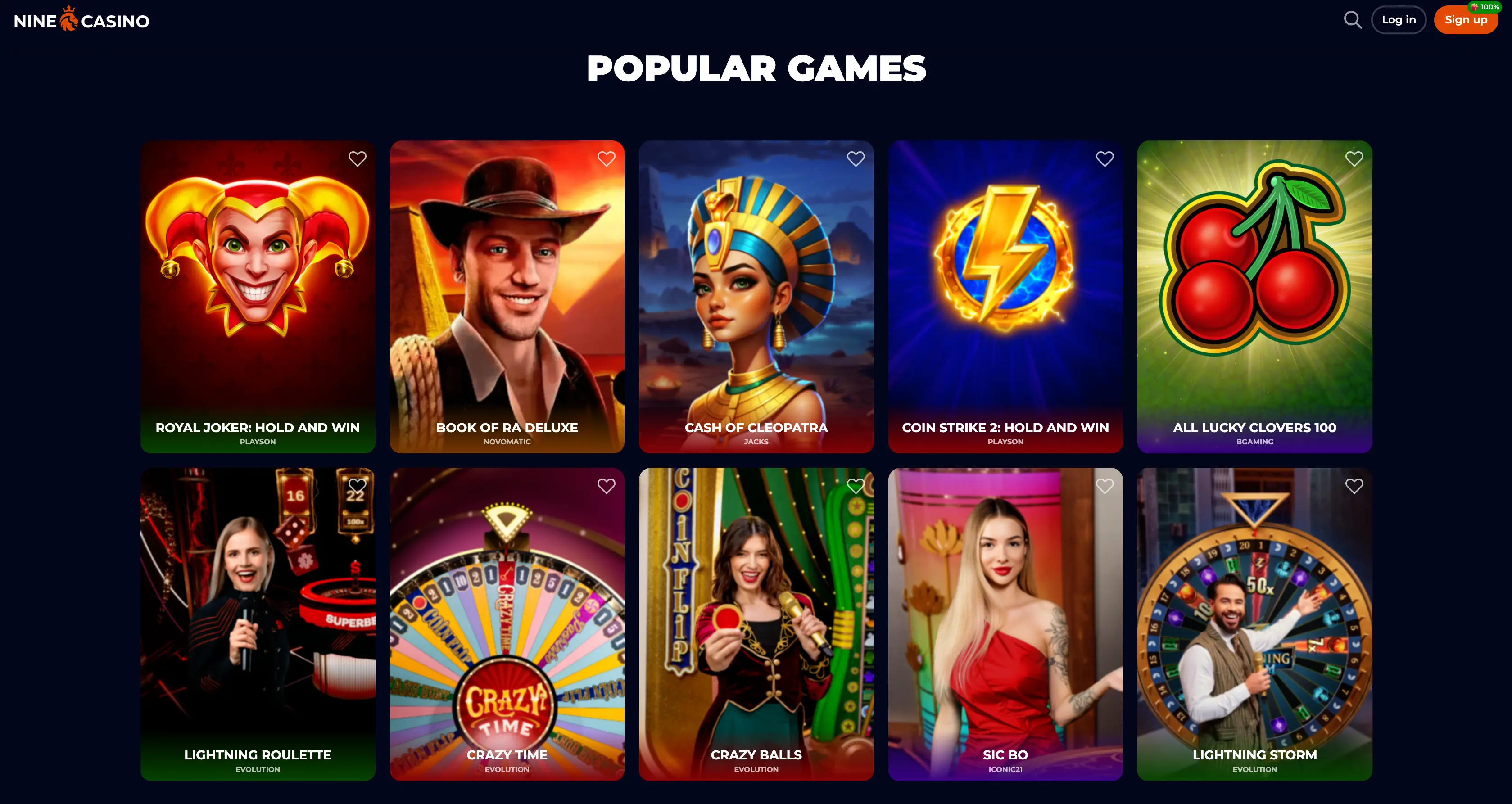 Giochi, promozioni e vantaggi di Nine Casino